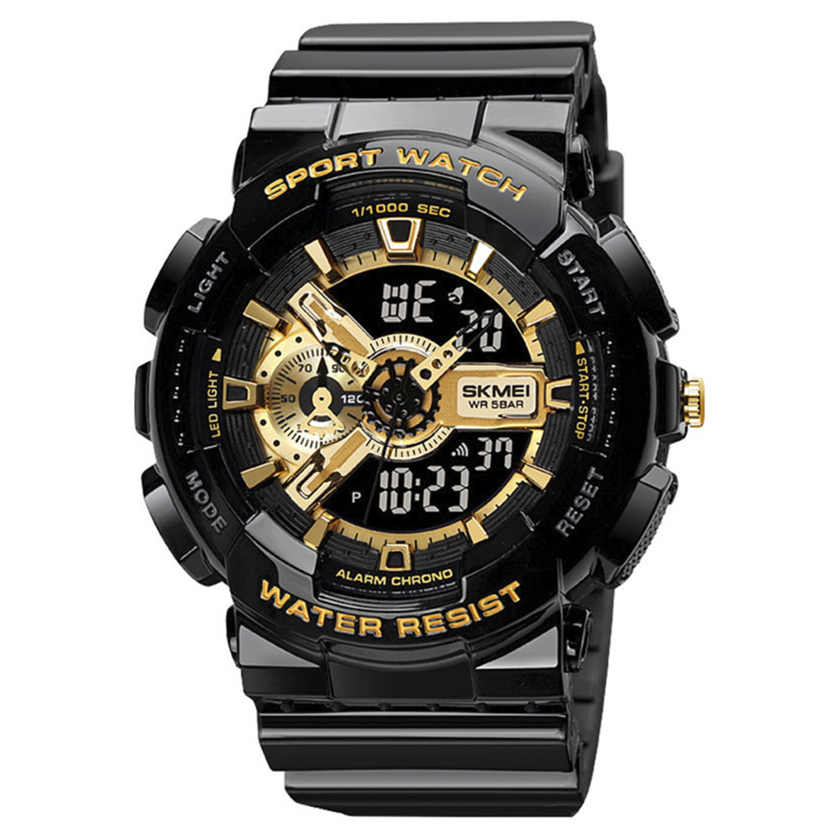 SKMEI Men Sport Watches Digital Chronograph Dual Display Alarm Watch Waterproof Fashion Wristwatches for Men 1688-[Black and Gold -Shipped From Overseas Warehouses,Fast Delivery]